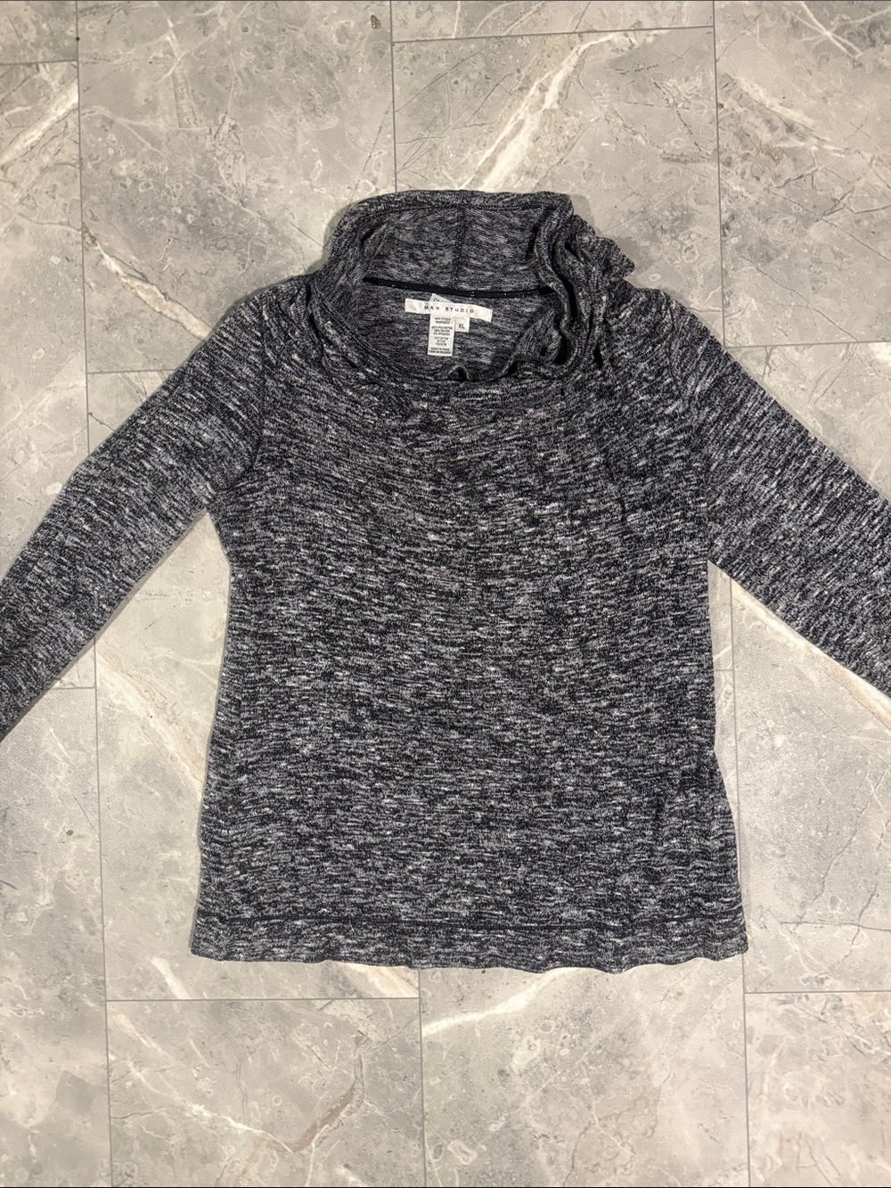 Max Studio Charcoal Marled Cowl Neck Sweater